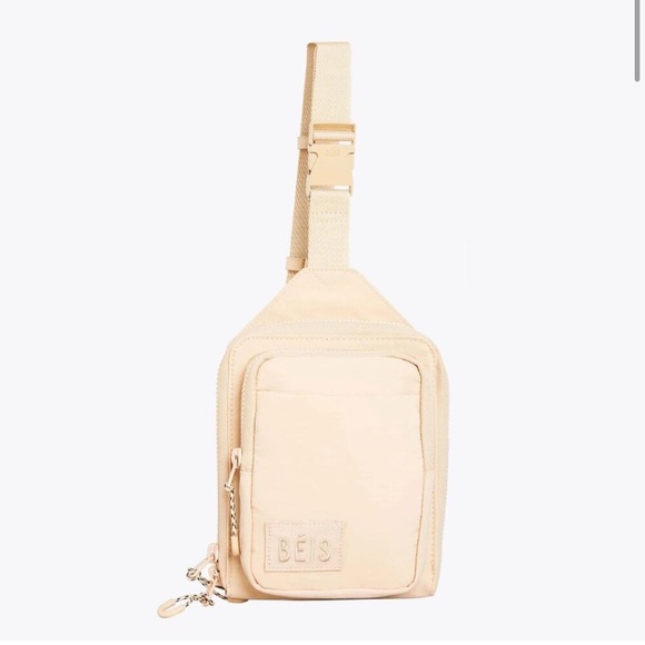 BEIS Handbags - Beis sport sling bag in beige nude small adjustable crossbody
